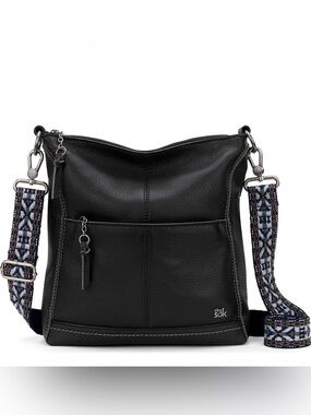 the sak The Lucia Leather Crossbody Purse Adjustable Strap Black